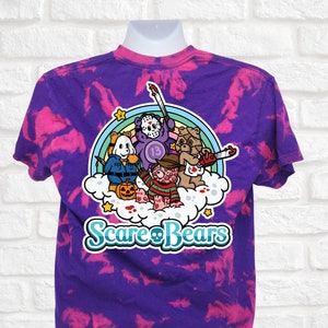Horror clown halloween character shirt sublimated tie dye shirt, hockey mask goth decor horror graphic t-shirt