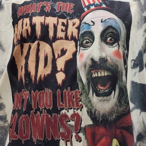 horror halloween character shirt, sublimated bleached tie dye tshirt goth apparel image 3