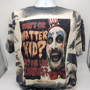 horror halloween character shirt, sublimated bleached tie dye tshirt goth apparel image 1