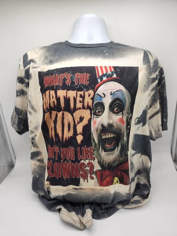 horror halloween character shirt, sublimated bleached tie dye tshirt goth apparel