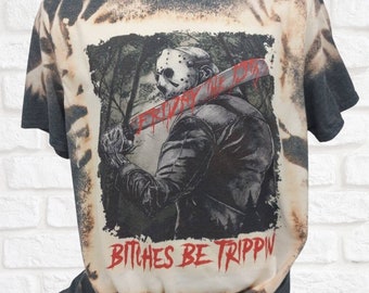 Horror halloween character shirt sublimated tie dye shirt, hockey mask goth decor horror graphic t-shirt