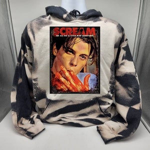 Horror halloween character hoodie sublimated tie dye sweater, hockey mask goth decor horror graphic tshirt