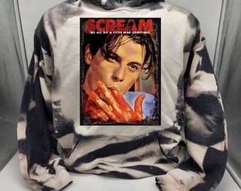 Horror halloween character hoodie sublimated tie dye sweater, hockey mask goth decor horror graphic tshirt
