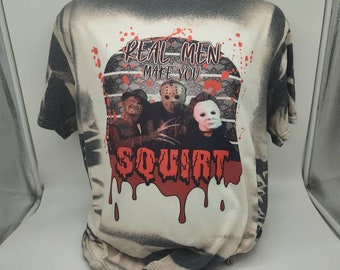 Horror halloween karakter shirt gesublimeerd tie dye shirt, Freddy Michael hockey masker goth decor horror grafisch t-shirt