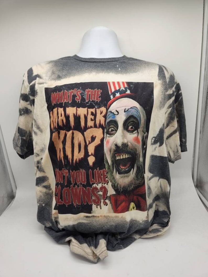 horror halloween character shirt, sublimated bleached tie dye tshirt goth apparel image 8