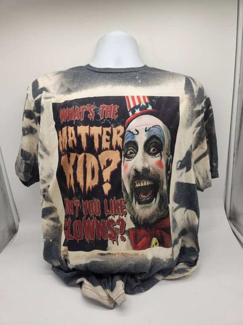 horror halloween character shirt, sublimated bleached tie dye tshirt goth apparel image 10