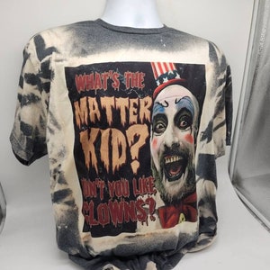 horror halloween character shirt, sublimated bleached tie dye tshirt goth apparel image 6