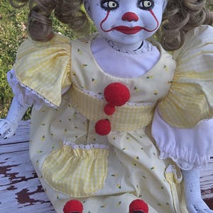 Creepy Clown Doll, Horror Goth Clown doll, OOAK scary Clown halloween decor prop, horror art spooky doll birthday gift Christmas gift idea