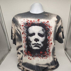Horror halloween character shirt sublimated tie dye shirt, hockey mask goth decor horror graphic t-shirt