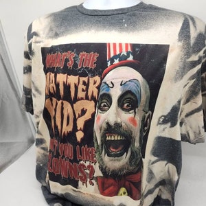 horror halloween character shirt, sublimated bleached tie dye tshirt goth apparel image 9