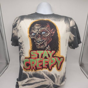 Horror halloween stay creepy character shirt sublimated tie dye shirt, hockey mask goth decor horror graphic t-shirt