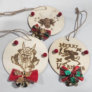 Krampus creepmas Christmas ornaments,goth home decor set of three