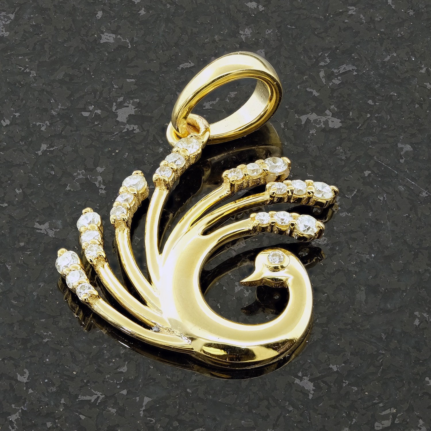 10K Gold Peacock Pendant With 0.30ct Diamond Etsy UK