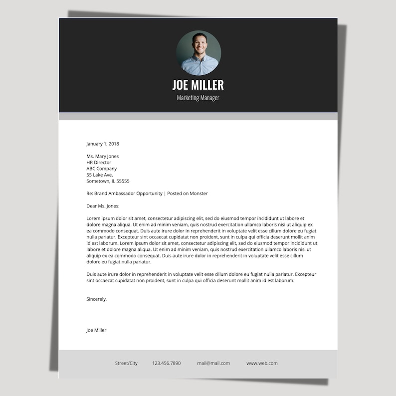 Professional Resume Template Coverletter Reference Page / Modern
