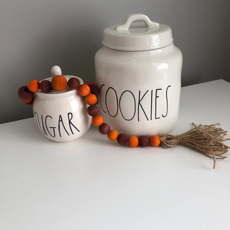 Hand Dyed Boho Wood Bead Garland Perfect for fall farmhouse decorating andor your Rae Dunn displays!