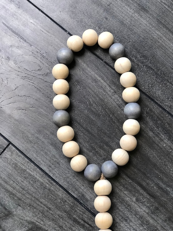 GreyNatural Hand Dyed Boho Wood Bead Garland