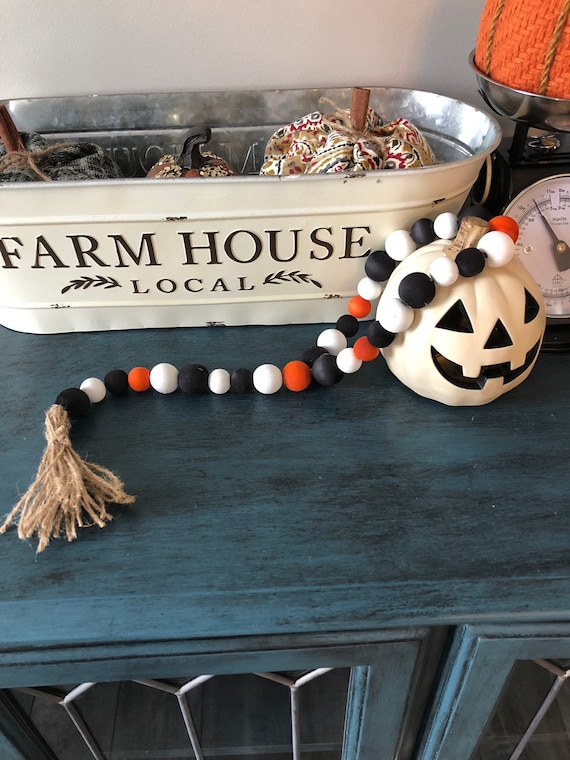 2 Pieces Halloween Wooden Bead Garland Wreath with Tassel Wood Bead Garland with Ghost and Skull Black Orange Farmhouse Bead Garland Halloween Beads Garland for Halloween Shelf Tiered Tray Wall Decor 2 Pieces Halloween Wooden Bead Garland Wreath with Tassel Wood Bead Garland with Ghost and Skull Black Orange Farmhouse Bead Garland Halloween Beads Garland for Halloween Shelf Tiered Tray Wall Decor