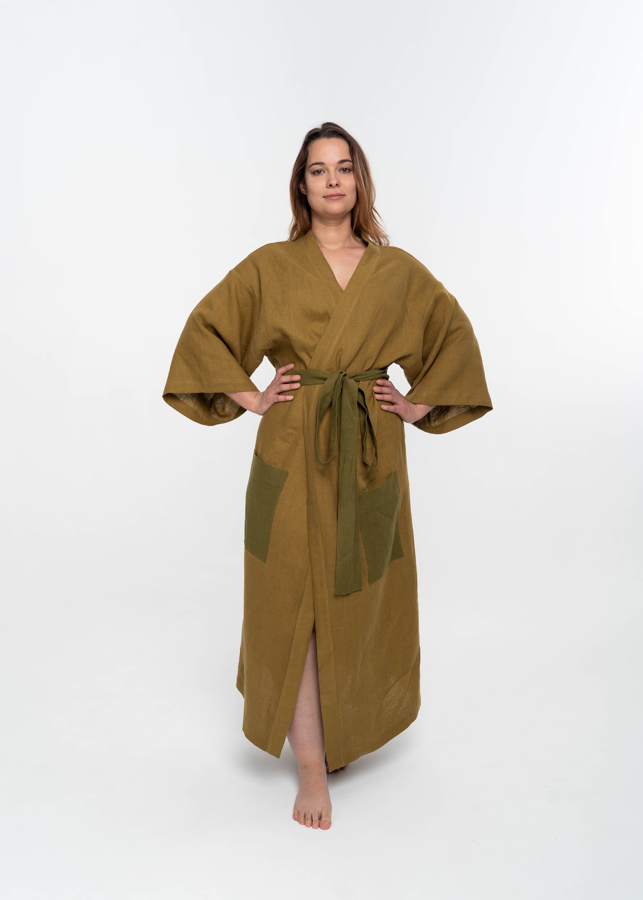 Handmade Linen Bathrobe Japanese Kimono Style Robe with Etsy