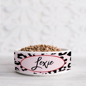 Dog Bowls | Personalized Dog Bowl | Custom Ceramic Dog Bowl | Leopard Dog Bowl