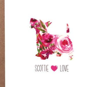 Watercolor Scottie Dog Notecards, Floral Greeting Cards, Set of 6