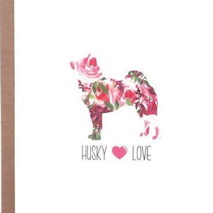 Watercolor Floral Siberian Husky Notecards, Set of 6