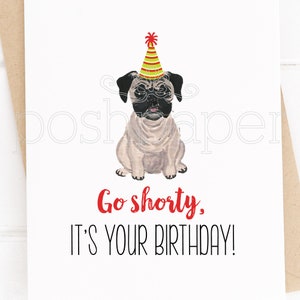Dog Cards, Pug Card, Pug Birthday Card, Pug, Birthday, Greeting Cards, Dogs, Stationery image 3