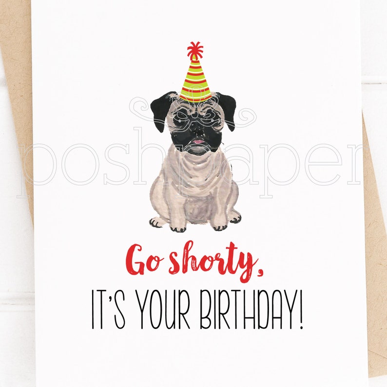 Dog Cards, Pug Card, Pug Birthday Card, Pug, Birthday, Greeting Cards, Dogs, Stationery image 3