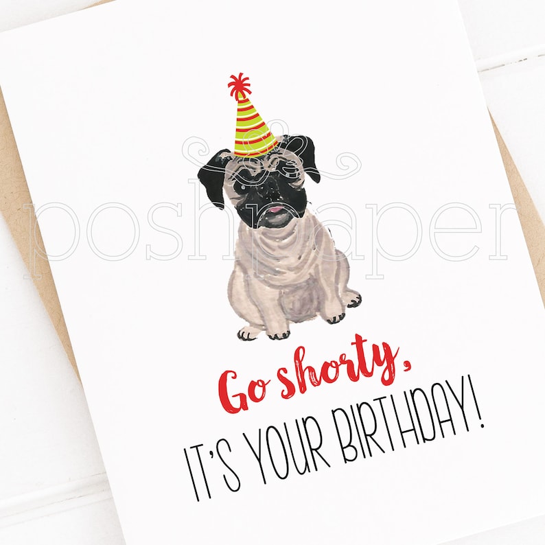 Dog Cards, Pug Card, Pug Birthday Card, Pug, Birthday, Greeting Cards, Dogs, Stationery image 4