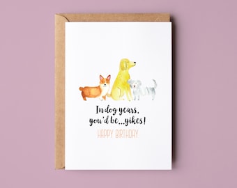 Dog Cards, Birthday, Dog Years, Greeting Cards, Dogs, Stationery, Notecards, Note Cards