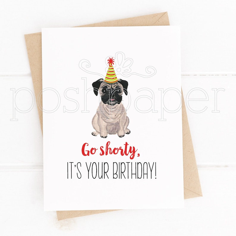 Dog Cards, Pug Card, Pug Birthday Card, Pug, Birthday, Greeting Cards, Dogs, Stationery image 2