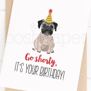 Dog Cards, Pug Card, Pug Birthday Card, Pug, Birthday, Greeting Cards, Dogs, Stationery image 5