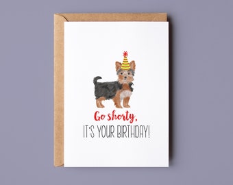 Tarjetas para perros, Yorkie Card, Yorkie Birthday Card, Yorkshire Terrier, Cumpleaños, Tarjetas de felicitación, Perros, Papelería