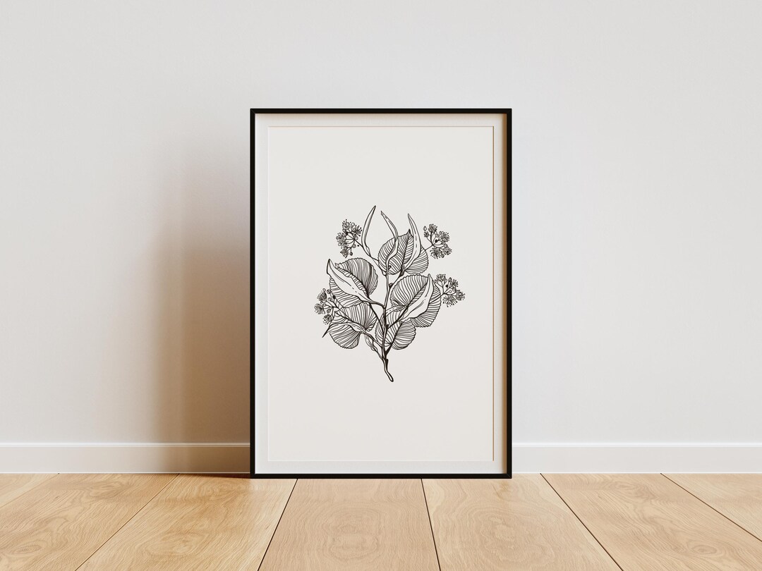 Minimalist Botanical Line Art Print, Wildflower Wall Art, Black White ...
