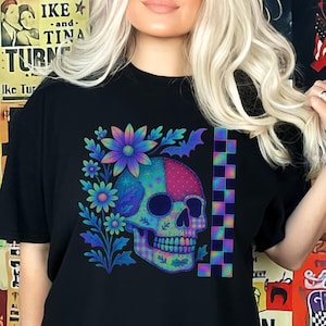 Halloween mom shirt, Sugar Skull T-Shirt, Colorful Skull Shirt, Floral Skull Tee, Halloween Shirt, Cute Skull Tee, Unique Skull Design
