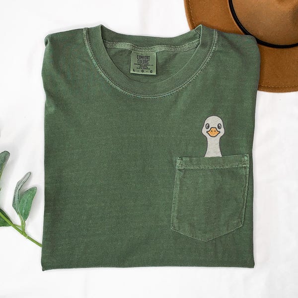 Silly Cute Goose Embroidered Teacher Shirt, Back To School Teacher Gift, Funny Pocket Goose, Teacher Appreciation Shirt, 1st day of school