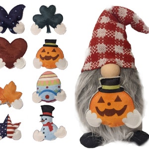 Halloween Gnome | Lazy Gnome | All-Season Décor |  Picnic Red with 8 adorable & interchangeable symbols