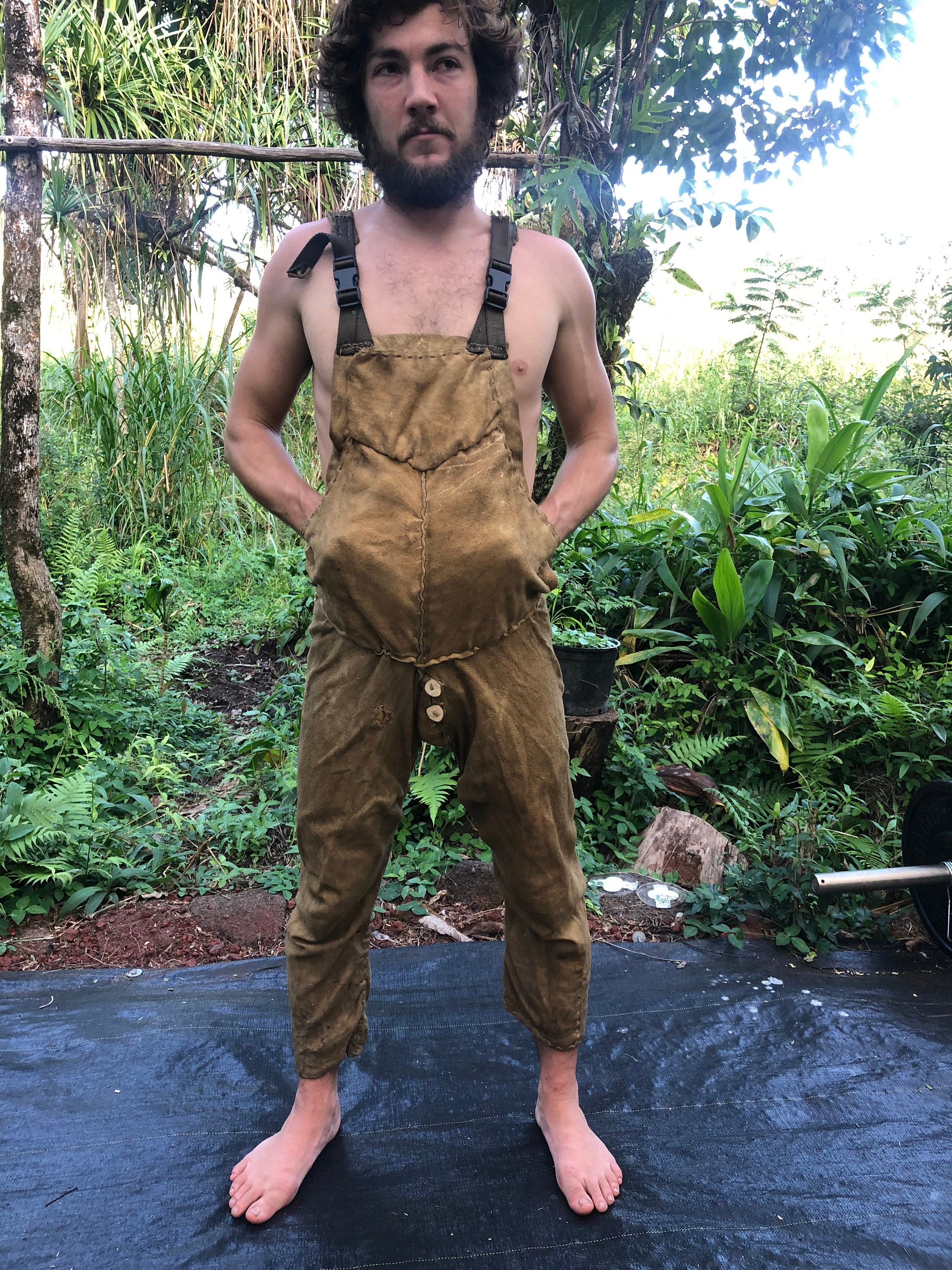 Braintanned Buckskin Overalls. 