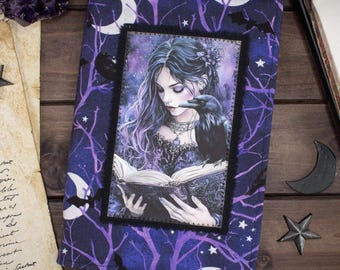 Book cover Enchanted Forest for paperbacks up to 19 cm book height, adjustable width, fabric book cover