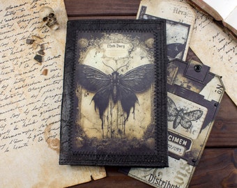 Notebook Moth Diary, mini journal approx. A6 blank