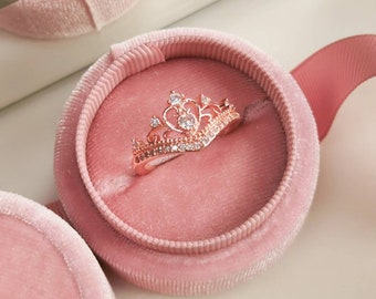 Rose Gold Princess Tiara Crown Ring