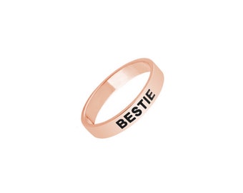 Bestie Stainless Steel Band Ring, Best Friend Gift