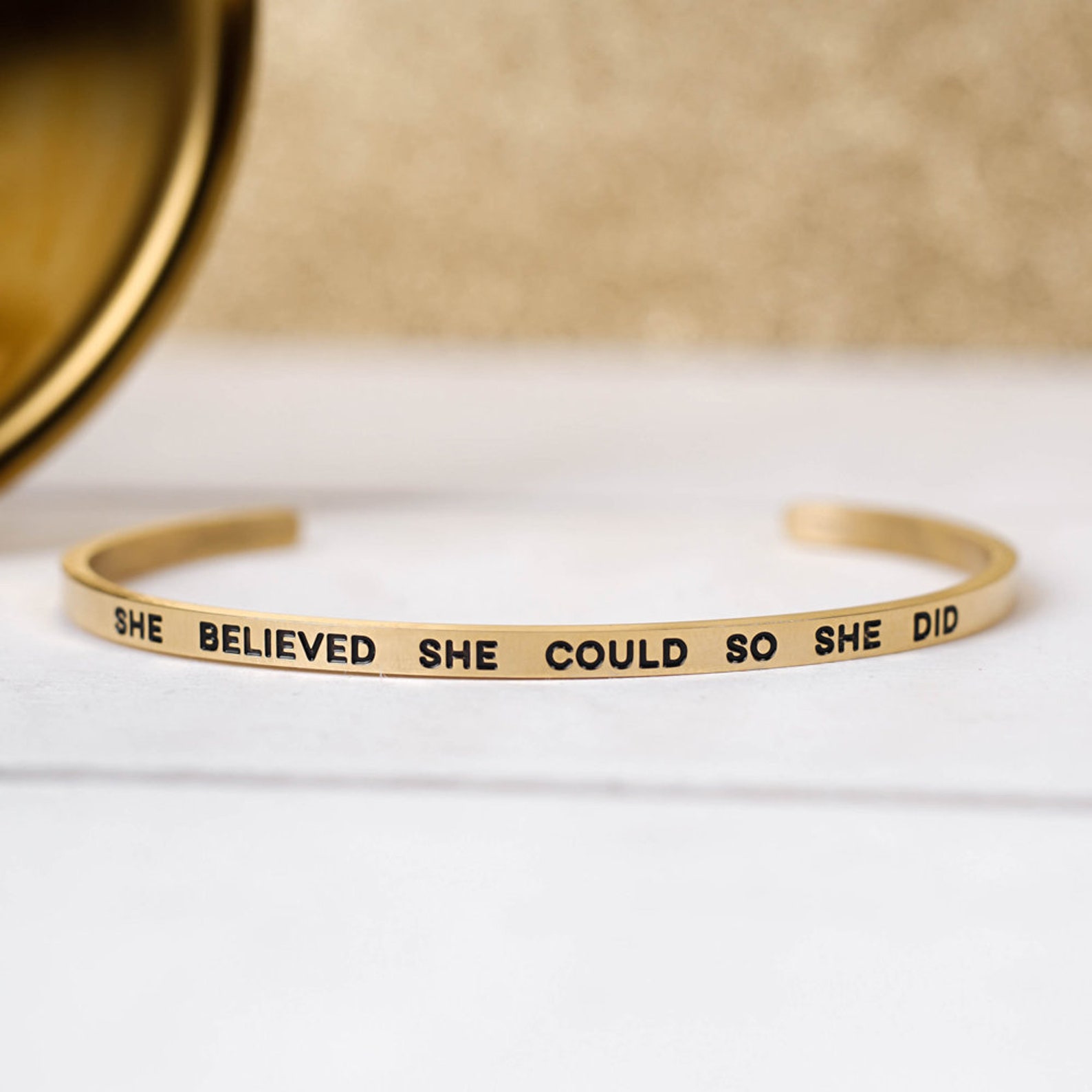 She Believed She Could so She Did Bracelet Inspirational Etsy