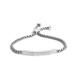 Pulseira de corrente ajustável I am Strong, ditado inspirador, pulseira positiva Mantra para mulheres