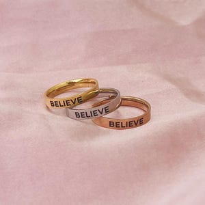 Believe Stainless Steel Inspirational Band Ring