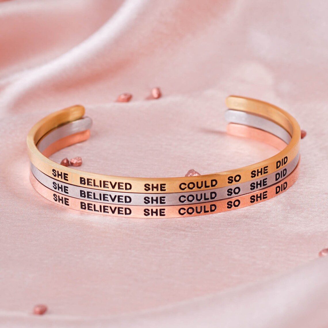 She Believed She Could so She Did Bracelet Inspirational Etsy