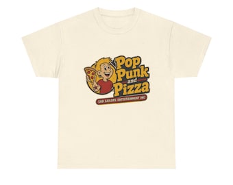 Pop Punk und Pizza T-Shirt | Retro Pizza Band Logo T-Shirt