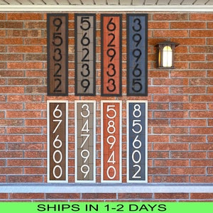 Vertical house numbers, Address Sign,  front porch decor, address plaque