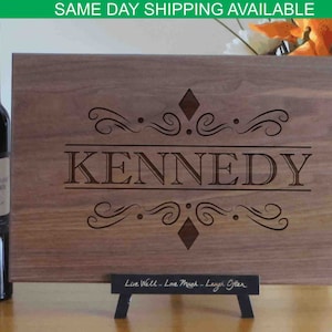 Personalized cutting board or charcuterie board with name monogram. Wedding gift. Housewarming gift. Personalized gifts.