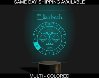 Personalized Zodiac LED Night Light, Remote Control Lamp