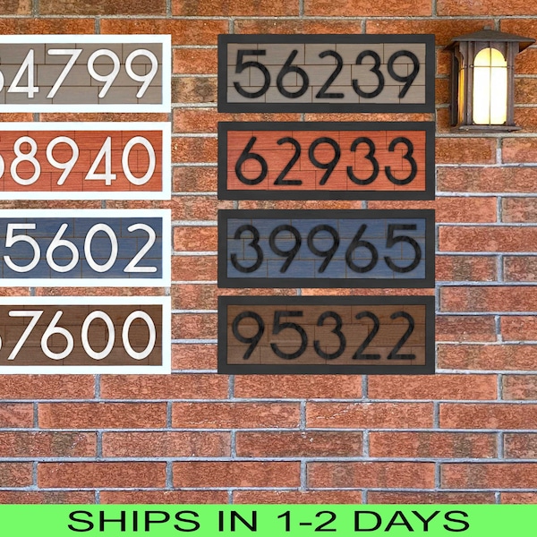 Horizontal house numbers, Address Sign,  front porch decor, address plaque